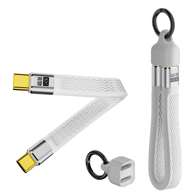 Full-featured 40Gbps Quickly 8K Audio Transfer Charge Wire 240W Type-c Female to Type C Male Data Cable with Portable Keychain