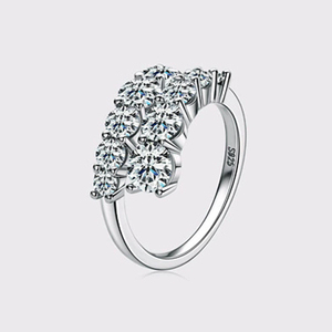 Bague unisexe en argent sterling S925, vente chaude, mode, 5 pierres de diamant fantaisie de couleur naturelle, bijoux pour cadeau - Product Image 2