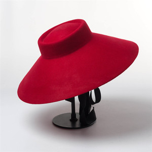 X1268 Wide Brim Wool <strong>Hat</strong> Wool <strong>Top</strong> Caps <strong>Red</strong> Wool Felt <strong>Hats</strong> Unisex Felt Homburg <strong>Hat</strong> - Product Image 1