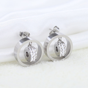 Ensemble collier et boucles d'oreilles en acier inoxydable avec strass pour femmes, bijoux géométriques ronds, mode, pour soirée, 20 mm - Product Image 3