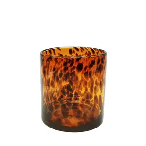 Large size solid color with black dots 3 wick glass candle tumbler