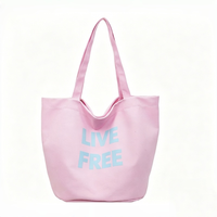 Sac fourre-tout en toile personnalisé avec logo, motif dessin animé, fermeture éclair, durable, idéal pour les voyages de week-end et la plage pour femmes