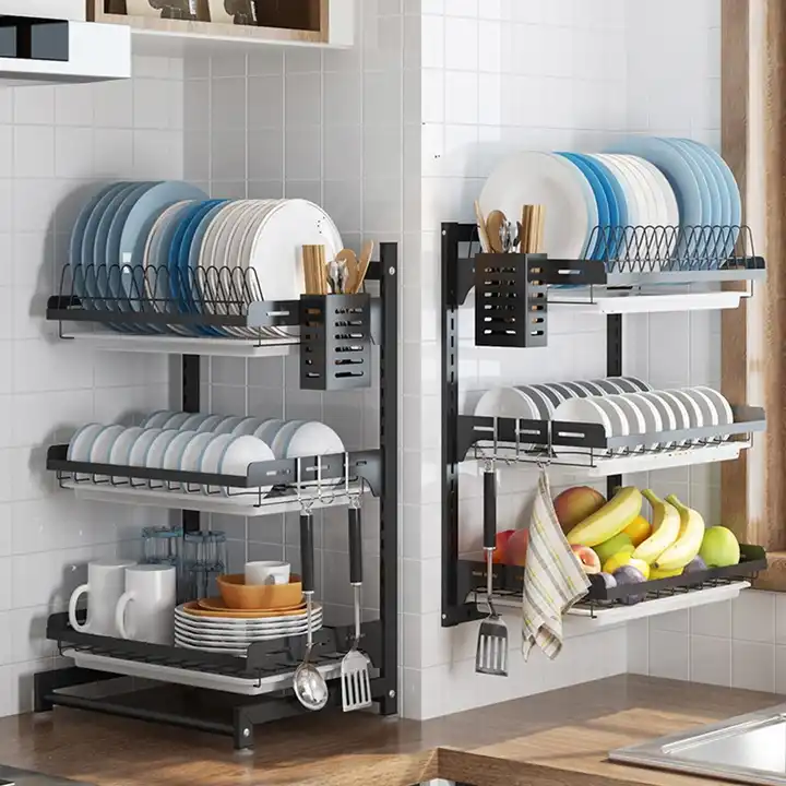 304 Stainless Steel Kitchen Shelf Wall-mounted Drill-free