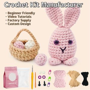 Démarreur tricot bricolage couture complète enfants artisanat Amigurumi lapin de pâques Crochet lapin en peluche débutant Crochet Kit pour enfants - Product Image 1