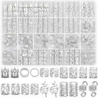 Vente en gros de 220 pièces de bijoux pour cheveux, anneaux pour tresses, perles pour dreadlocks, accessoires pour tresses