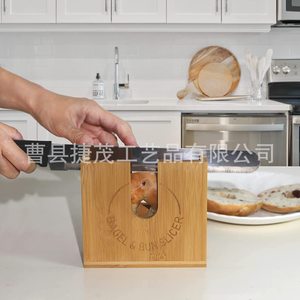 เครื่องตัดขนมปังไม้ไผ่พร้อมกล่องเก็บไม้ไผ่แบบมีช่องแบ่งสำหรับครัว - Product Image 3