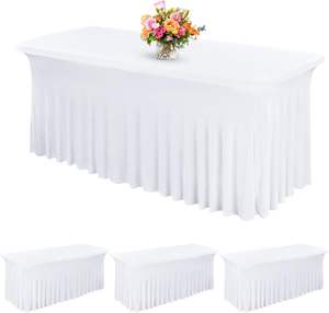Tavoli rettangolari <span class=keywords><strong>da</strong></span> 6 piedi verdi in Spandex elasticizzati antirughe in un pezzo con gonna <span class=keywords><strong>da</strong></span> tavola natalizia - Product Image 2