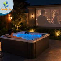 Bain à remous autoportant Aquaspring pour 5 personnes en acrylique avec cascade écologique et éclairage LED, système Balboa