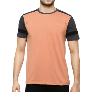 เสื้อยืดแขนสั้นผู้ชายสีส้มตัดแขนเสื้อ ทรงปกติ คอกลม ผ้าถัก สวมใส่สบายๆ - Product Image 1