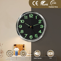 Jam Dinding Analog Quartz Desain Modern Satu Sisi Bingkai Plastik Berlapis Elektro 12 Inci Jarum Bercahaya Kalender