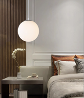 Lampe suspendue moderne à LED blanche unique en forme de boule à bulles, lustre opale, abat-jour globe, blanc chaud