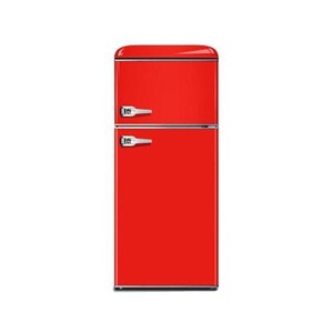 Réfrigérateur rétro rouge à double porte avec congélateur supérieur de 7,5 pi³ 115 V/60 Hz pour la maison, modèle DSR-212WU - Product Image 1