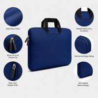 Sac à bandoulière pour ordinateur portable en néoprène bleu marine personnalisé, pratique, durable, résistant aux chocs, imperméable, pour le travail, les affaires, unisexe