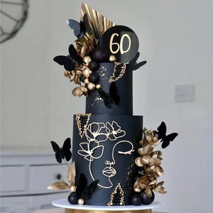Cuisson Gâteau <span class=keywords><strong>Décoration</strong></span> <span class=keywords><strong>Anniversaire</strong></span> Topper Internet Célébrité Esthétique <span class=keywords><strong>Papillon</strong></span> Glitter Or Coloré Feuille Pliant Ventilateur <span class=keywords><strong>Décoration</strong></span> - Product Image 2