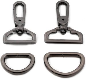 Loosco Zinc <b>Snap</b> <b>Hooks</b> with D Drings Sets Purse Hardware Push Gate Swivel Lobster Claw Clasp Brushed Brass - Product Image 3