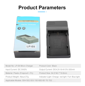 Chargeur de batterie USB LP-E6 Ringteam pour appareils photo reflex Canon EOS 5D Mark 2, 3, <span class=keywords><strong>5DS</strong></span>, <span class=keywords><strong>5DS</strong></span> <span class=keywords><strong>R</strong></span>, 6D, 7D, 7D Mark II, 60D, 60Da, 70D, 80D - Product Image 3