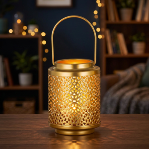 Decorative Romantic Waterproof Eco-Friendly Durable Handmade Iron Lattice Work Die Cutting Printing 1 Color Candle Lanterns <b>Home</b> - Product Image 1