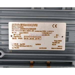 Nouveau Moteur à Engrenages Coniques Hélicoïdaux EURODRIVE KA77/T DRN90S4/BE2HR 1.1KW IE3 à Arbre Creux avec - Product Image 3