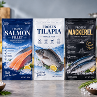 Sacs d'emballage personnalisés pour poissons congelés, sacs sous vide en plastique à trois soudures latérales, qualité alimentaire, pour fruits de mer, viande, crevettes, emballage pour congélateur