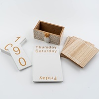 Calendrier perpétuel moderne en bois de bambou avec affichage du mois, de la semaine et de la date, calendrier de bureau décoratif pour anniversaires