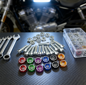 Vis de plaque d'immatriculation de moto en aluminium, motif floral gravé, options de couleur - Product Image 2