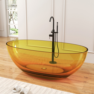 Bañera de Interior para Adultos, Bañera Independiente Personalizada de 1.55M, Moderna, Transparente, Amarilla, Ovalada - Product Image 6