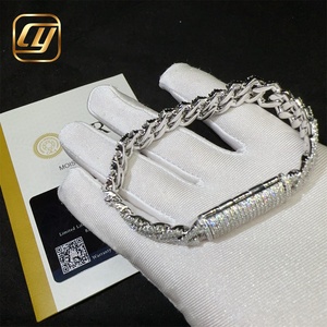 Luxury 13mm 925 Sterling Silver Fashion <b>Iced</b> <b>Out</b> VVS Moissanite Diamond Cuban Link <b>Chain</b> Hip Hop Jewelry Bracelet - Product Image 3