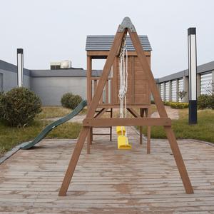 ชุดสนามเด็กเล่นไม้สำหรับสวนหลังบ้าน พร้อมบ้านเด็กเล่น สไลเดอร์ และชิงช้าคู่ - Product Image 6