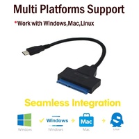Cable Adaptador Convertidor USB 3.1 USB-C Tipo C a SATA III de 22 Pines de Primera Calidad para Disco Duro de 2.5 Pulgadas HDD y SSD para Portátiles