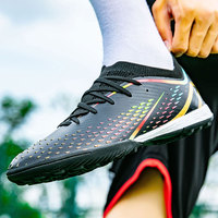 Yüksek kalite toptan futbol siyah çizmeler erkek açık spor çizmeler hafif nefes erkek Sneakers futbol ayakkabıları
