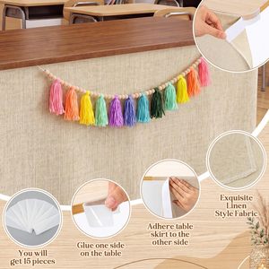 Sınır Ötesi Yüksek Kaliteli Keten Saf Polyester Masa Eteği 6FT, Sınıf Kürsüleri, Masalar ve Ofisler için Uygundur. - Product Image 3
