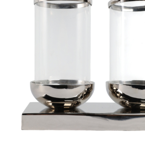 Centrotavola con 3 Candele, Portacandele in Metallo e Vetro per Candele a Colonna, Decorazione per Tavoli da Matrimonio - Product Image 6
