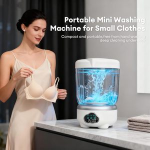New 1.6L Automatic <strong>Washing</strong> <strong>Machine</strong> Mini Portable <strong>Washing</strong> <strong>Machine</strong> with Rotary Drying for Underwear Socks Home <strong>Camping</strong> Travel - Product Image 1