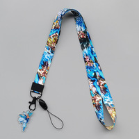Cordon de téléphone portable en polyester, motif dessin animé mignon, avec pendentif, large bande tissée plate, transfert thermique, anti-perte, vente en gros