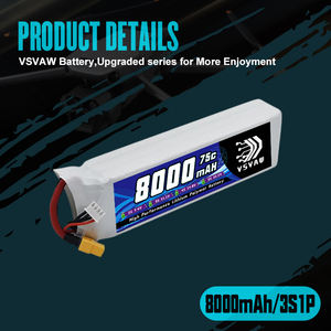 Vsvaw 3S Lipo Batterij 11.1V 8000Mah 75c Rc Lipo Batterij Hardcase Xt60 Plug Voor Rc Auto 'S Drones, Vliegtuig, Fpv, Rc Vliegtuig, Racing - Product Image 3