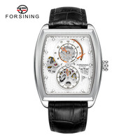 Relojes Forsining de Diseño Único con Dos Esferas para Hombre, Relojes de Pulsera Mecánicos Automáticos de Esqueleto para Uso Profesional