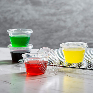 Portion Control, Salad Plastic Cups Small Plastic Condiment Containers Serving Cups with Lid