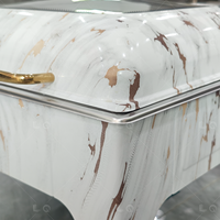 Luxe 6L marbre motif or acier inoxydable restauration ensemble mariage Buffet serveur divisé intérieur chauffe-plat présentoir alimentaire