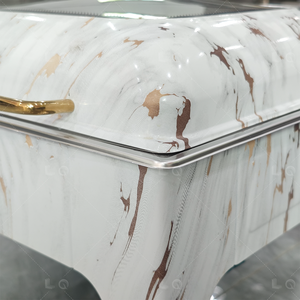 Luxury 6L Marble Pattern Gold Stainless Steel Catering Set Wedding Buffet <strong>Server</strong> Divided Inner Chafing Dish <strong>Food</strong> Display Stand - Product Image 3