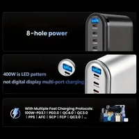 Chargeur GaN 600W USB-C PD3.0 QC3.0 avec 5 ports C et 3 ports A, indicateur LED, station de charge rapide pour téléphones portables