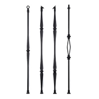 Balustre d'escalier torsadé en métal noir antirouille pour extérieur, poteau de balustrade de 44 pouces, balustre ornemental en fonte pour balcon