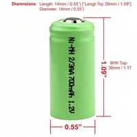 Baterai Isi Ulang 2/3AA 1.2V 700mAh Ni-MH Tipe Tombol untuk Kendaraan Listrik, Senter, Mainan & Peralatan Audio - Ramah Lingkungan