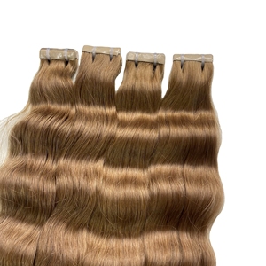 Double Drawn Color Brown Flat <b>Tip</b> Tape Clip In <b>Extensions</b> 100% Raw Human Hair Single Donor Virgin Hair <b>Extension</b> Bundle Price - Product Image 2