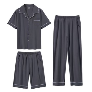 Set <span class=keywords><strong>Pigiama</strong></span> da <span class=keywords><strong>Uomo</strong></span> <span class=keywords><strong>3XL</strong></span> in Cotone 100% Traspirante, Collo Rovesciato, Maniche Lunghe e Pantaloni, Set Casual 3 Pezzi - Product Image 5