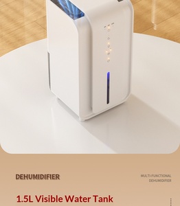 Déshumidificateur électrique compact <span class=keywords><strong>pour</strong></span> maison et camping-car, le plus vendu, avec fonction de minuterie, réservoir d'eau amovible de 1L et poignées - Product Image 2