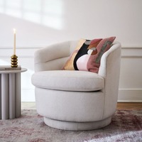 Fauteuil Club Moderne de Luxe Nordique Rembourré en Velours, Fauteuil Pivotant Bouclé pour Salon