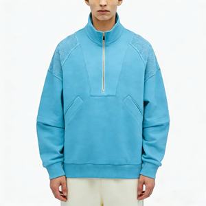 <span class=keywords><strong>2026</strong></span> 男士纯色休闲立领半拉链卫衣-尼龙/棉防皱透气 - Product Image 6