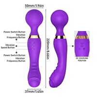 AV Zauberstab-Vibrator mit 10 Frequenzen, Doppelkopf, Starke Vibration, Weiblicher Masturbator, G-Punkt und Klitoris-Stimulator, 100% Wasserdicht, USB