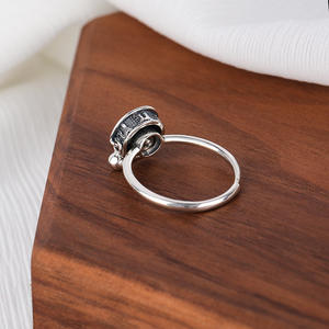 S925แหวนเงินสเตอร์ลิงวงแหวนหมุนปรับได้สำหรับพระพุทธศาสนาแบบทิเบตแหวนดอกบัวเครื่องประดับเพื่อความ<span class=keywords><strong>โชค</strong></span><span class=keywords><strong>ดี</strong></span> - Product Image 5