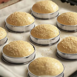 Cincin pengeriting ganda baja tahan karat, cincin menara Mousse bulat lingkaran Muffin cetakan kue biskuit - Product Image 3